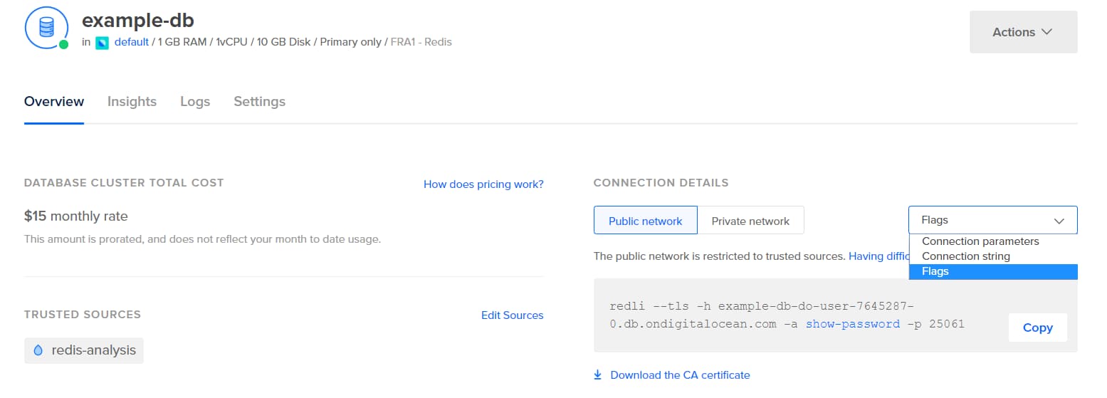 Managed Database Control Panel