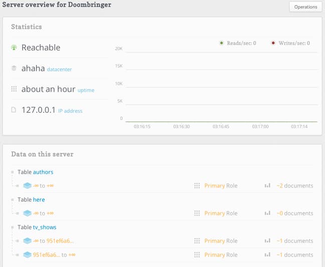 RethinkDB server overview