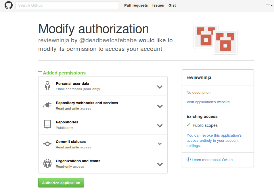 Authorizing private repositories