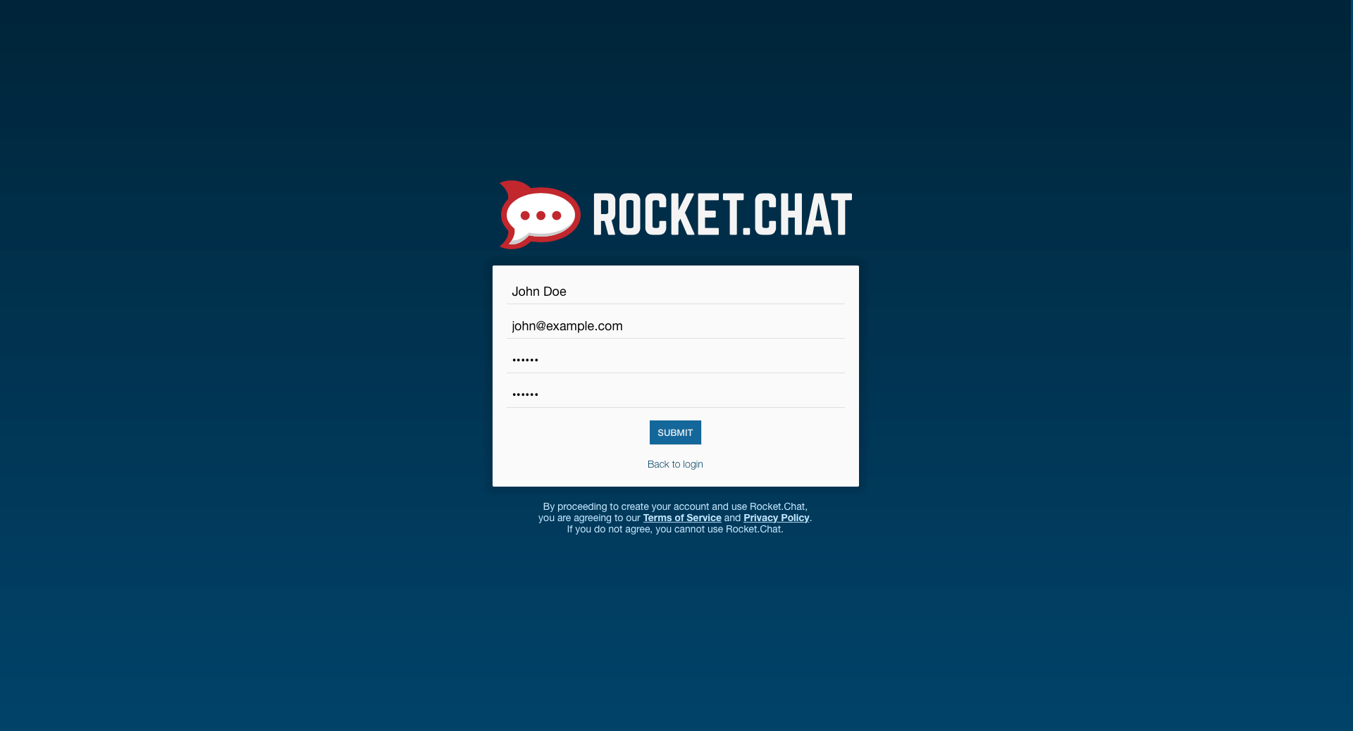 Rocket.Chat registration