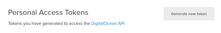 DigitalOcean create API token