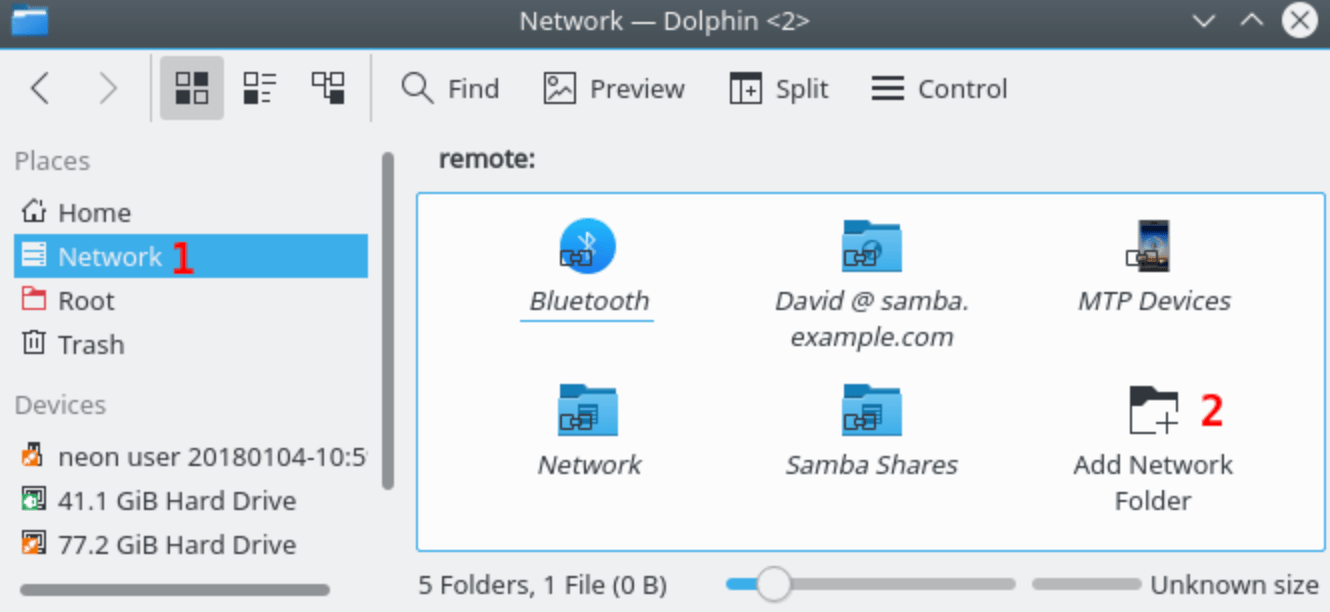 Image showing Network highlighted in the Places list
