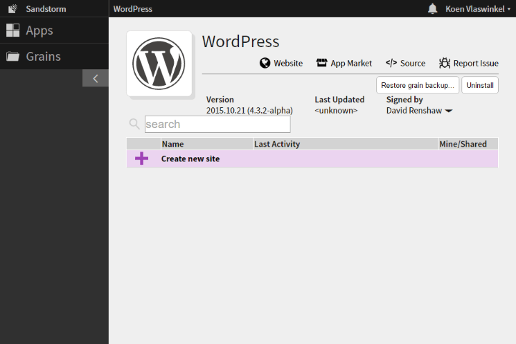 Sandstorm WordPress
