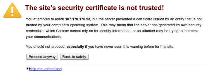 Syncthing SSL warning