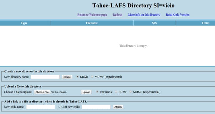 Tahoe-LAFS directory page