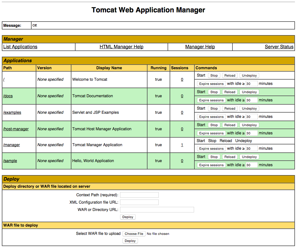 Tomcat Web Application Manager
