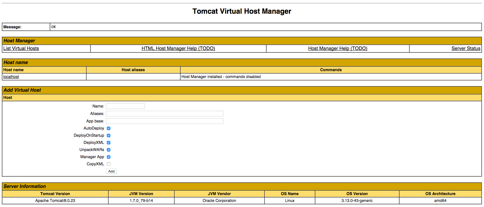 Tomcat Virtual Host Manager