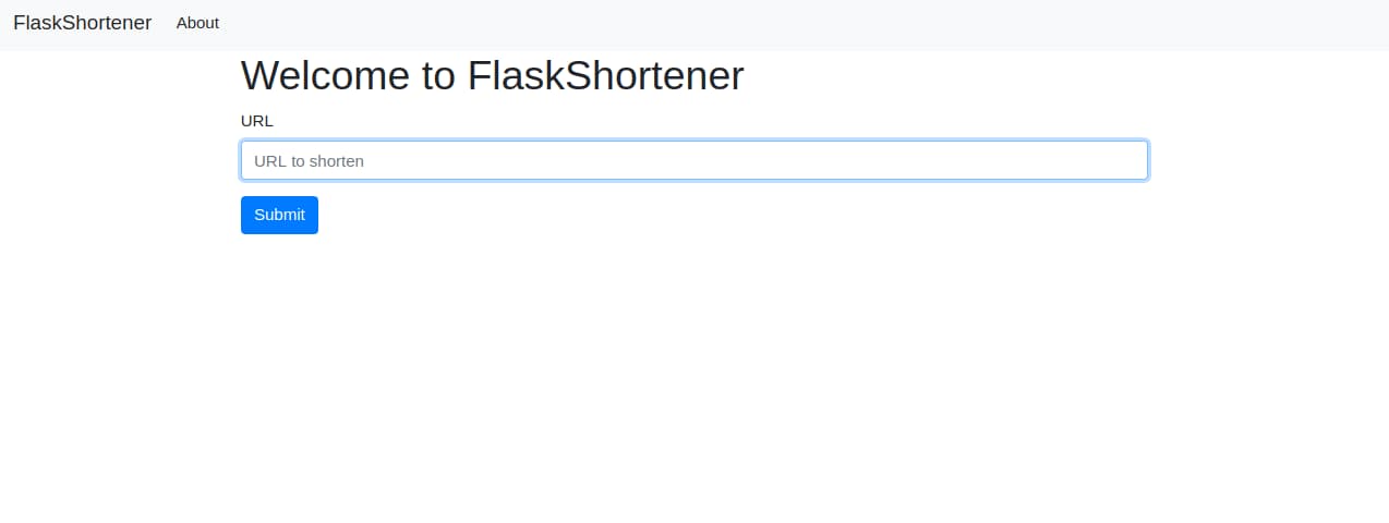 Flask Shortener Index page