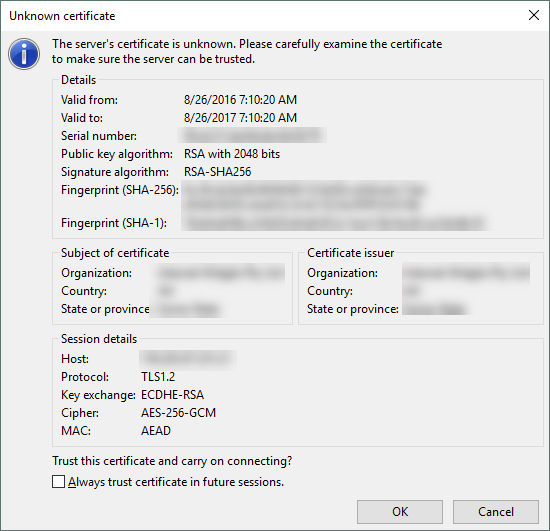 Site Certificate Dialogue