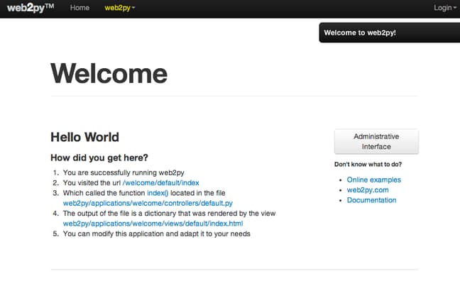 DigitalOcean web2py default app