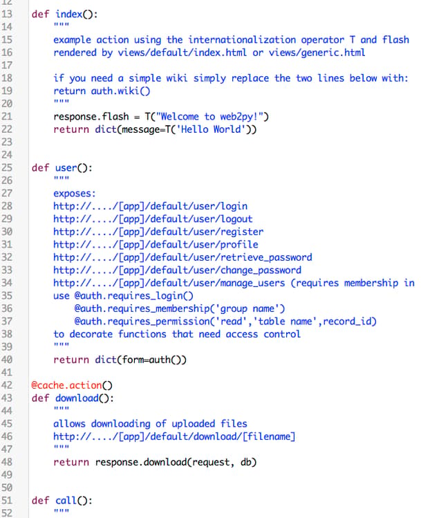 DigitalOcean web2py default functions
