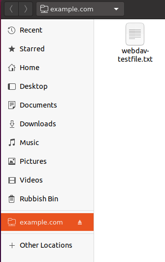 Image showing the WebDAV server in the Files application