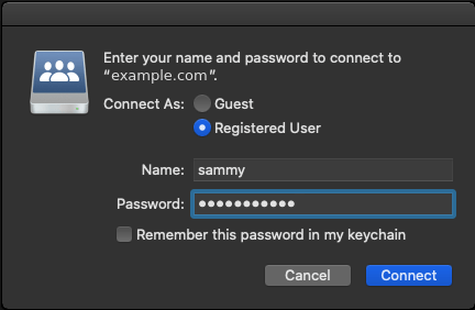Image showing the username and password dialog
