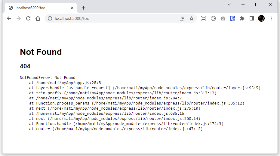 Browser error message