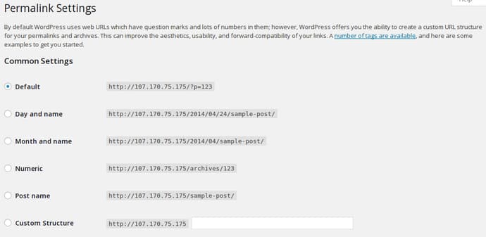 WordPress perma options
