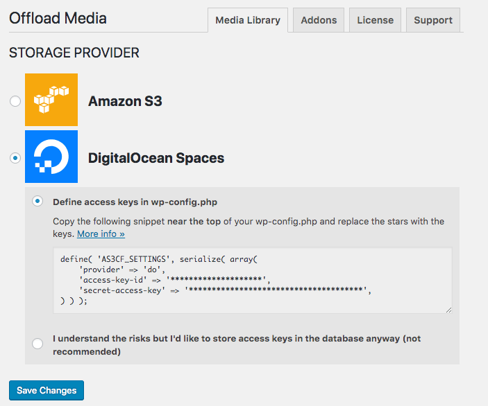 WP Offload Media Configuration
