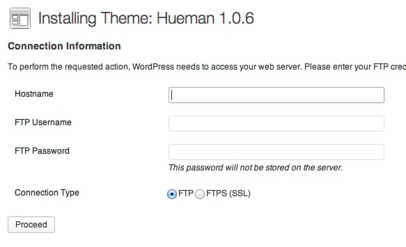WordPress ftp credentials