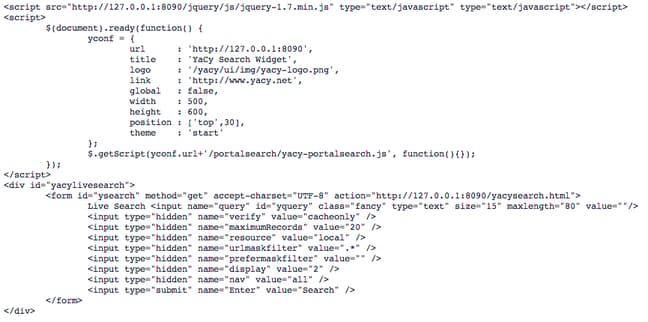 YaCy autogenerate html