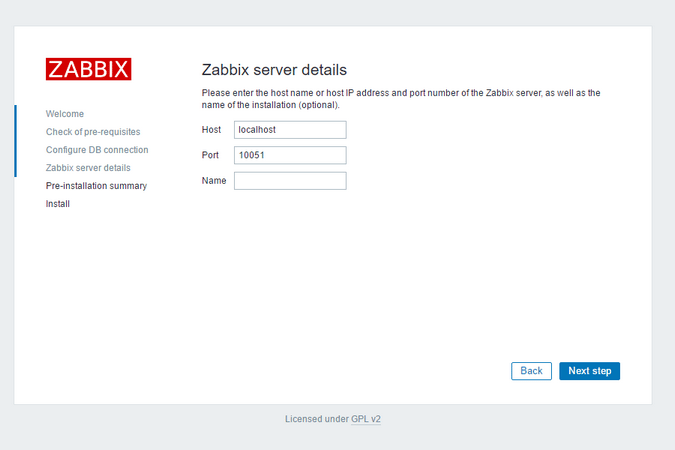 Zabbix Server Details
