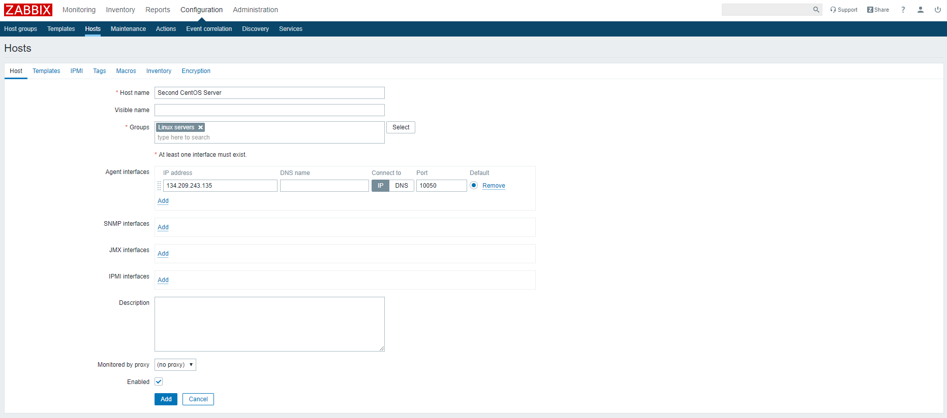 Creating a host