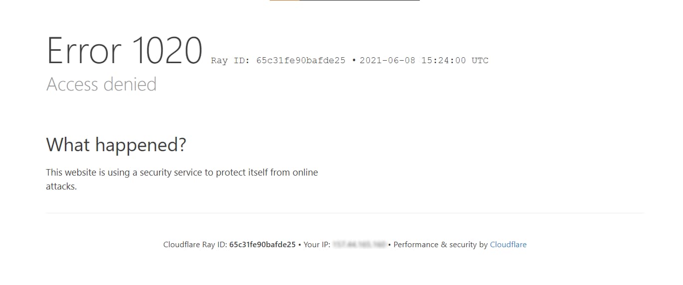 Cloudflare's Error 1020 Page
