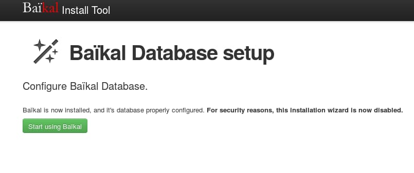 Start using Baïkal
