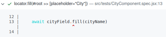 Screen capture of the locator.fill() method detail in the test report