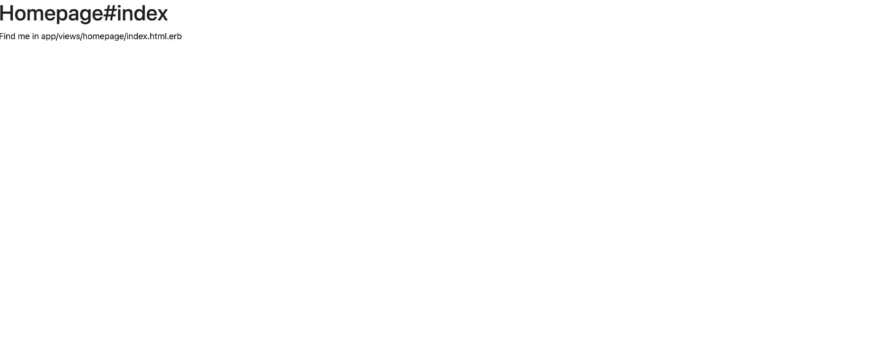 The "Homepage#index" Application page will load