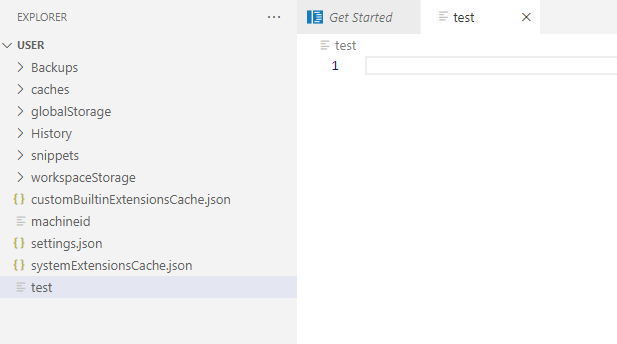 Screencapture of the code-server GUI Editor with an example file open