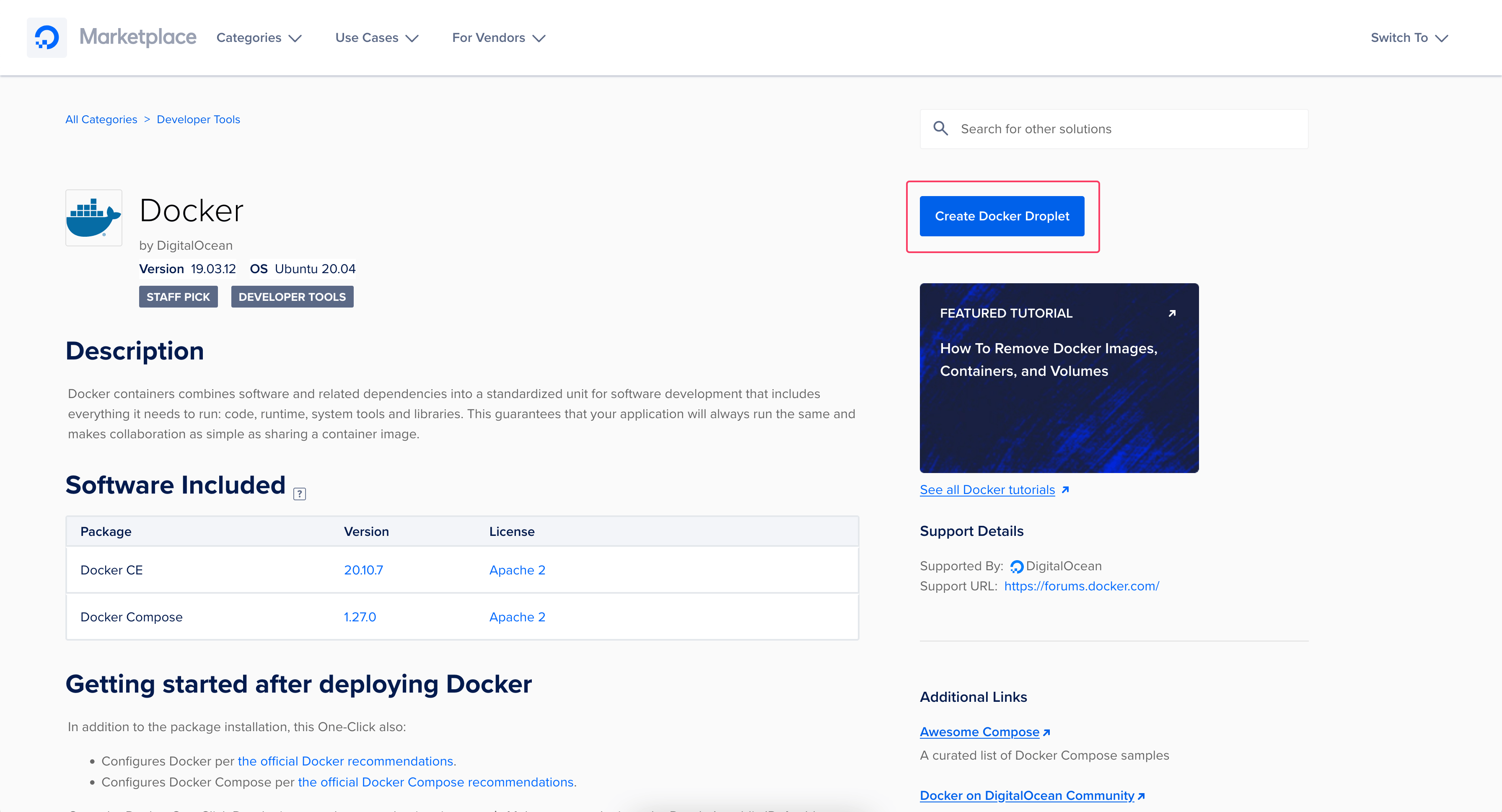 Docker 1-Click Create Docker Droplet