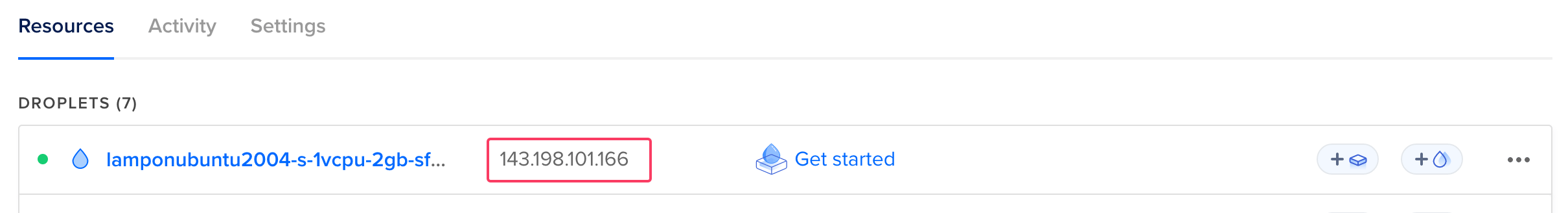 Copying a new Droplet's IP Address