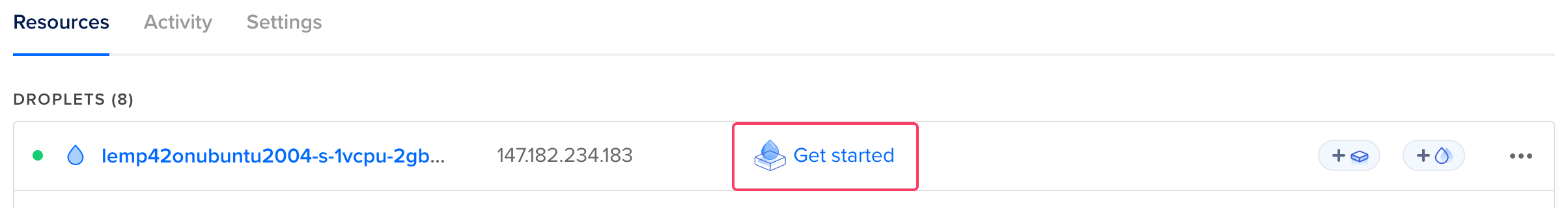 1-Click Droplet's Get started
