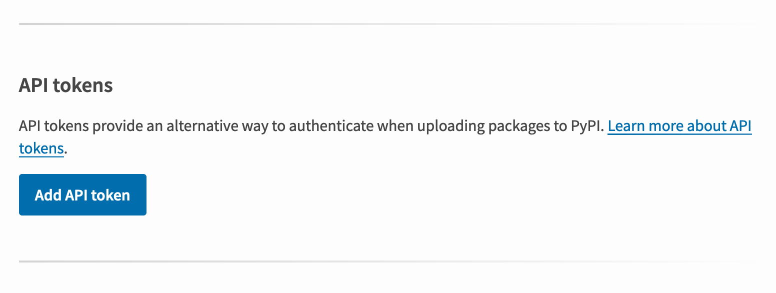 PyPI Add API Token