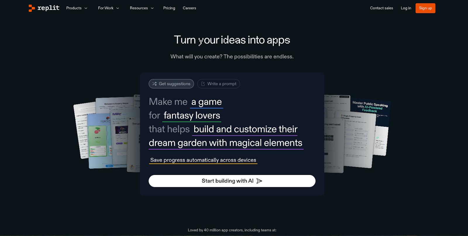Replit homepage