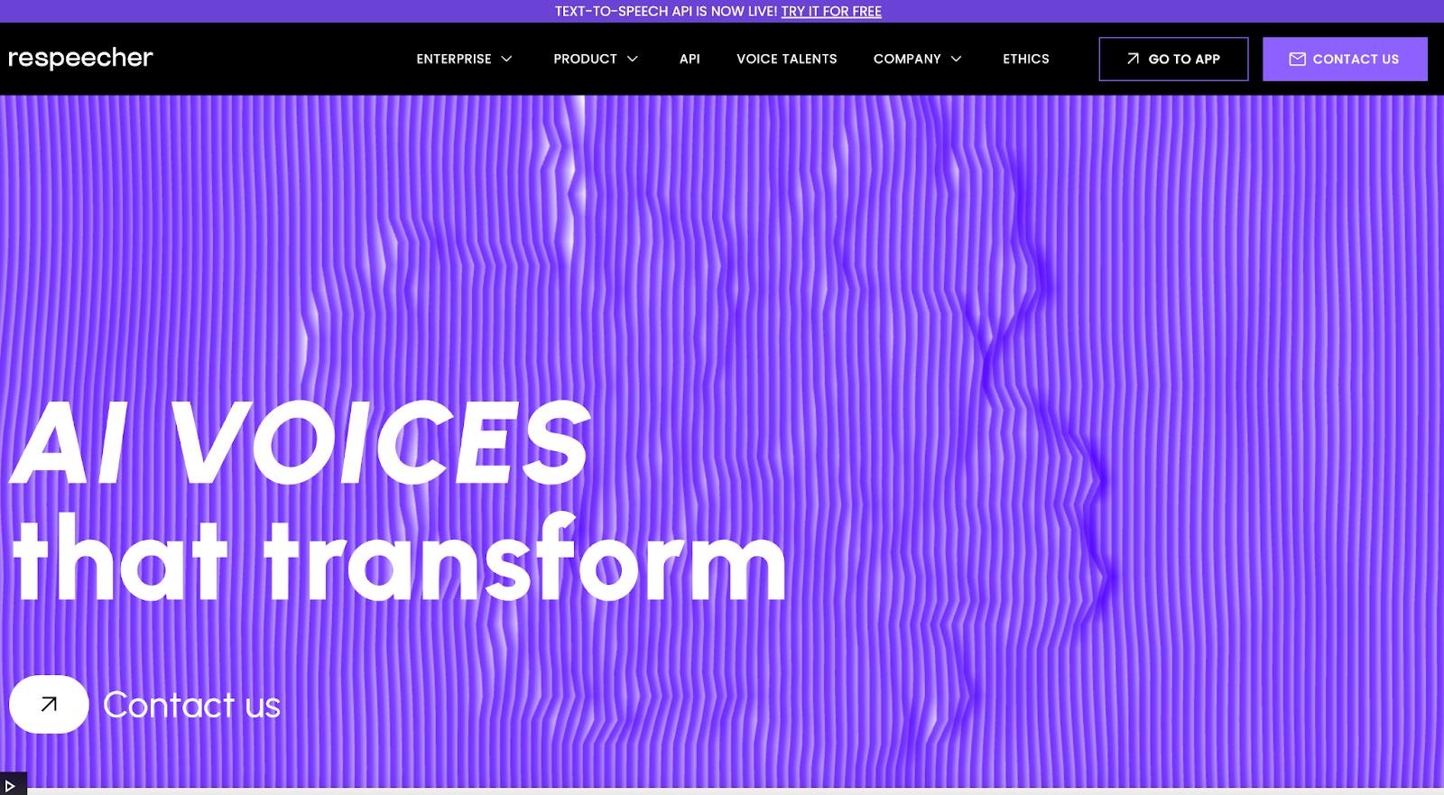 Respeecher homepage