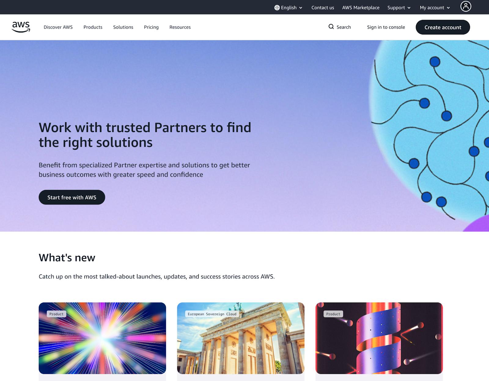 AWS homepage