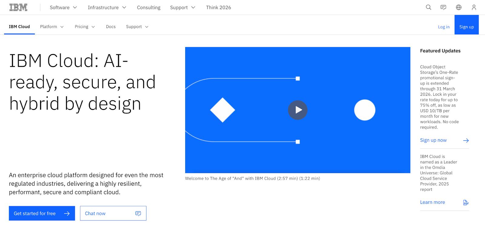 IBM Cloud homepage