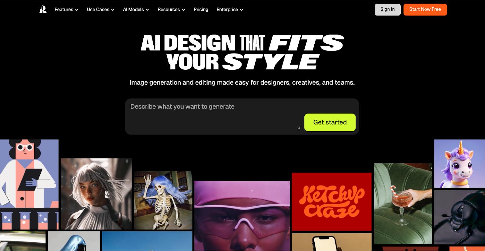 Recraft web page