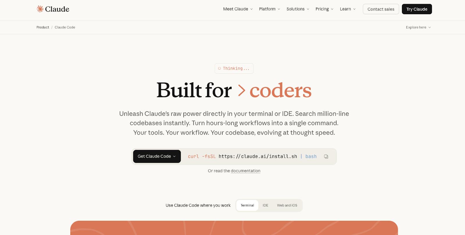 Claude Code webpage