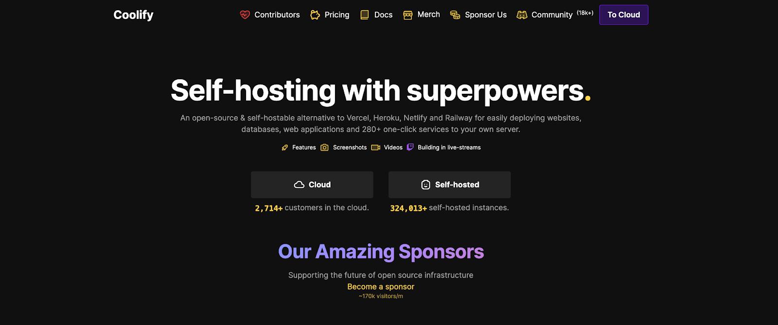 Coolify homepage