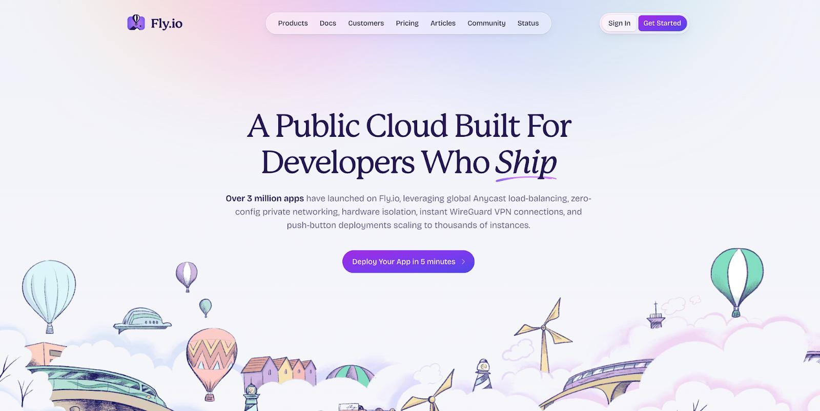 Fly.io homepage