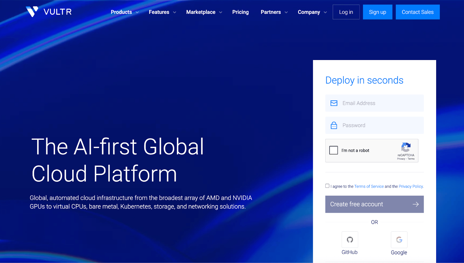 Vultr Homepage