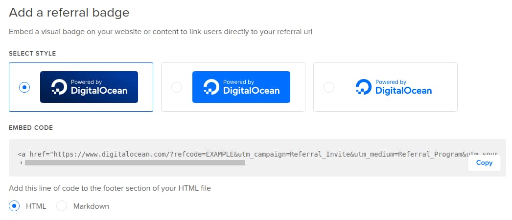 DigtialOcean referral badge design options