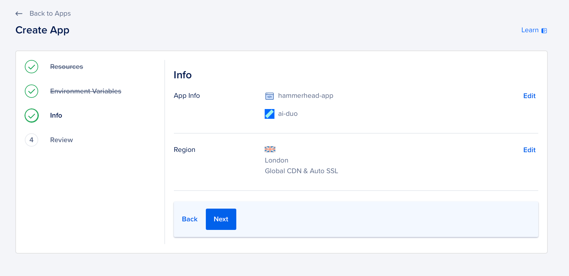 Create App Info Screen