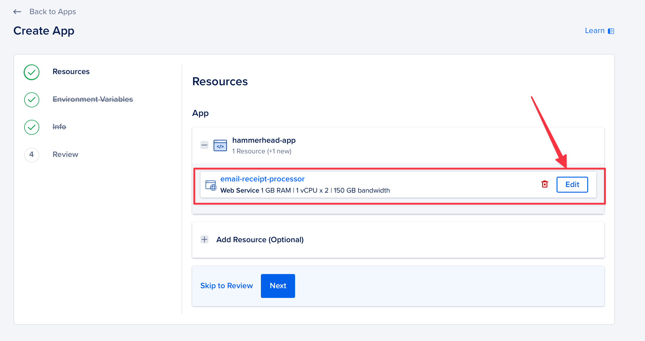 Create App Resources Page