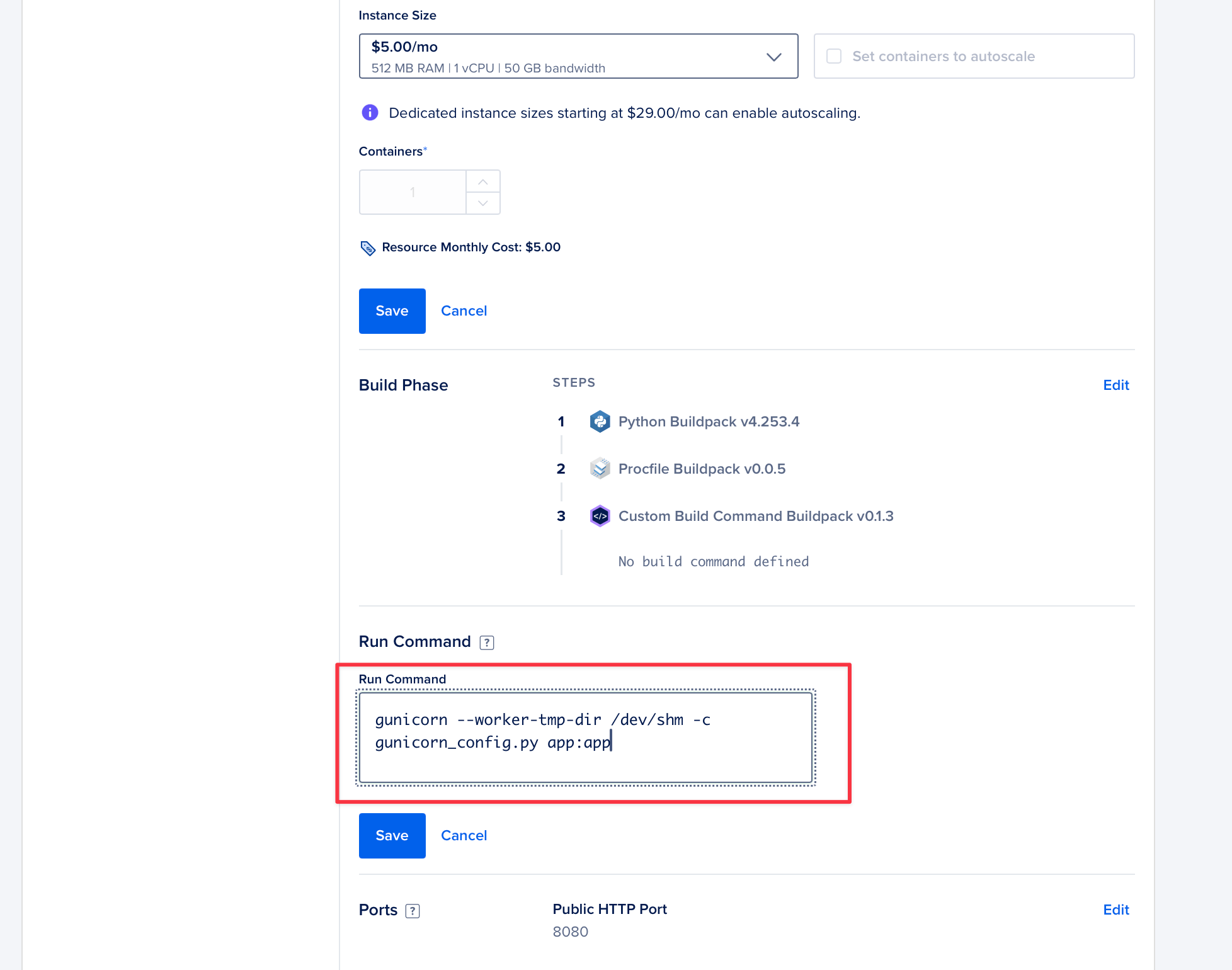 DigitalOcean App Deployment Settings