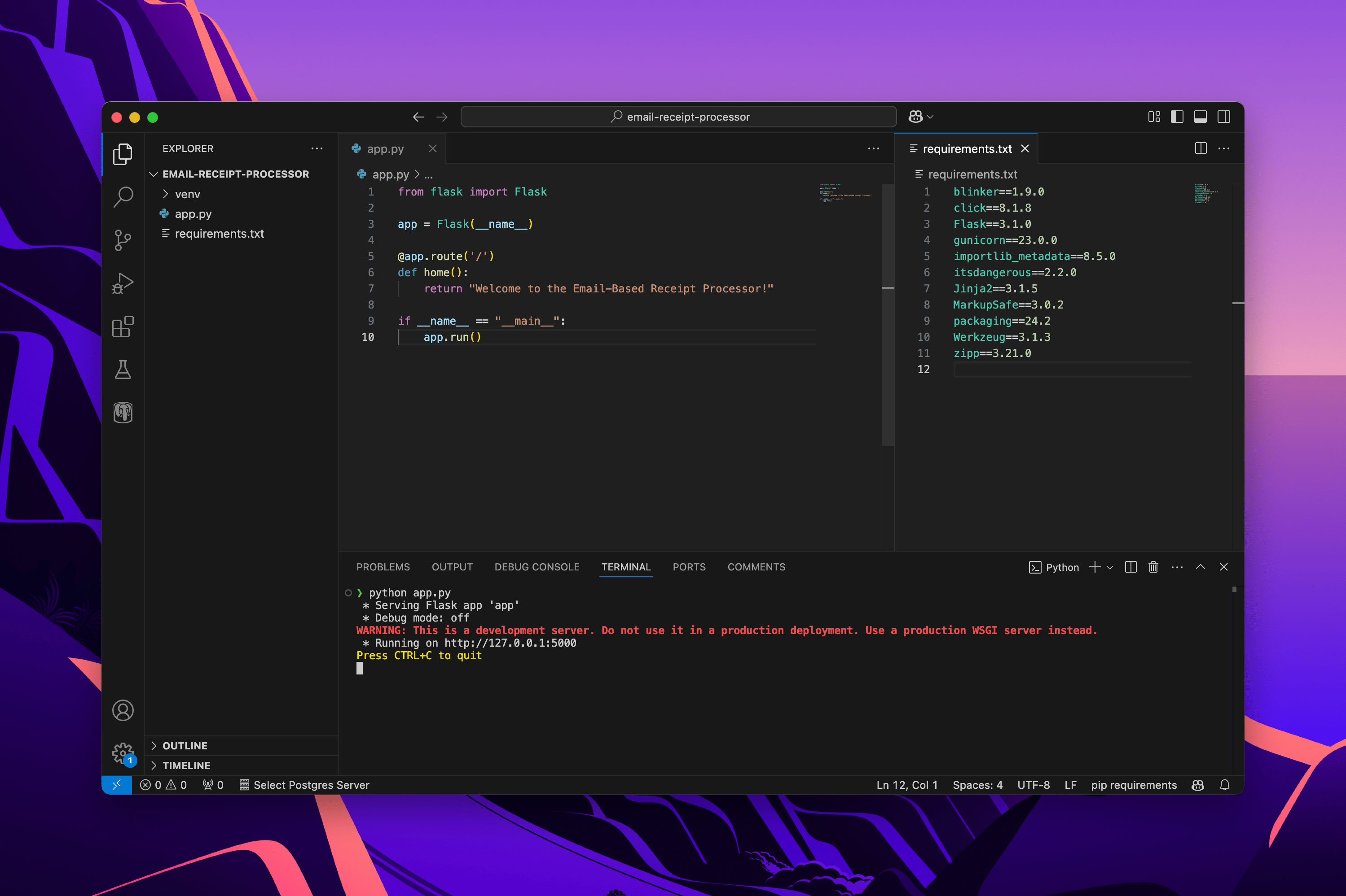 Email Receipt Processor Code Screenshot