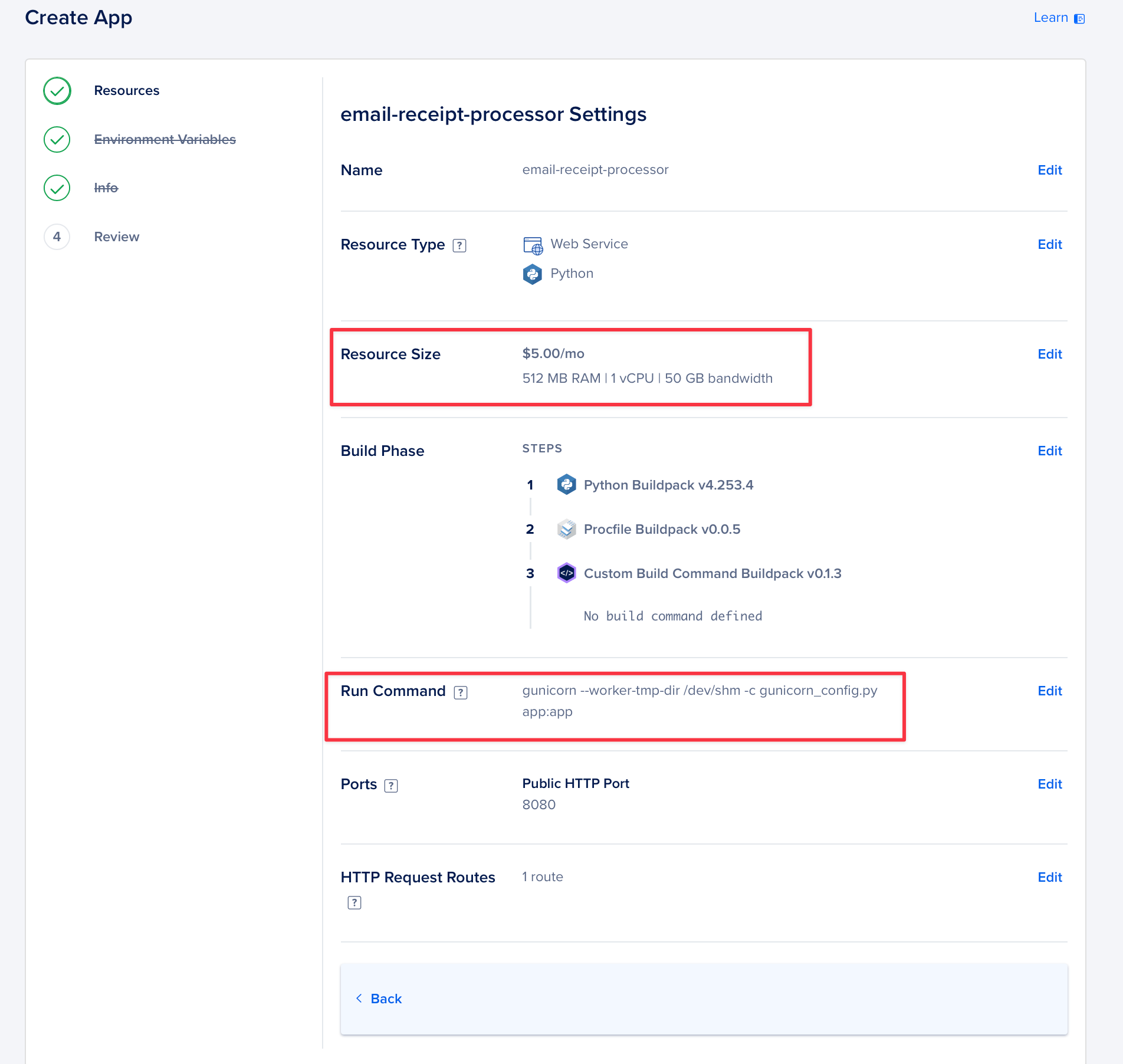 Email Receipt Processor Settings