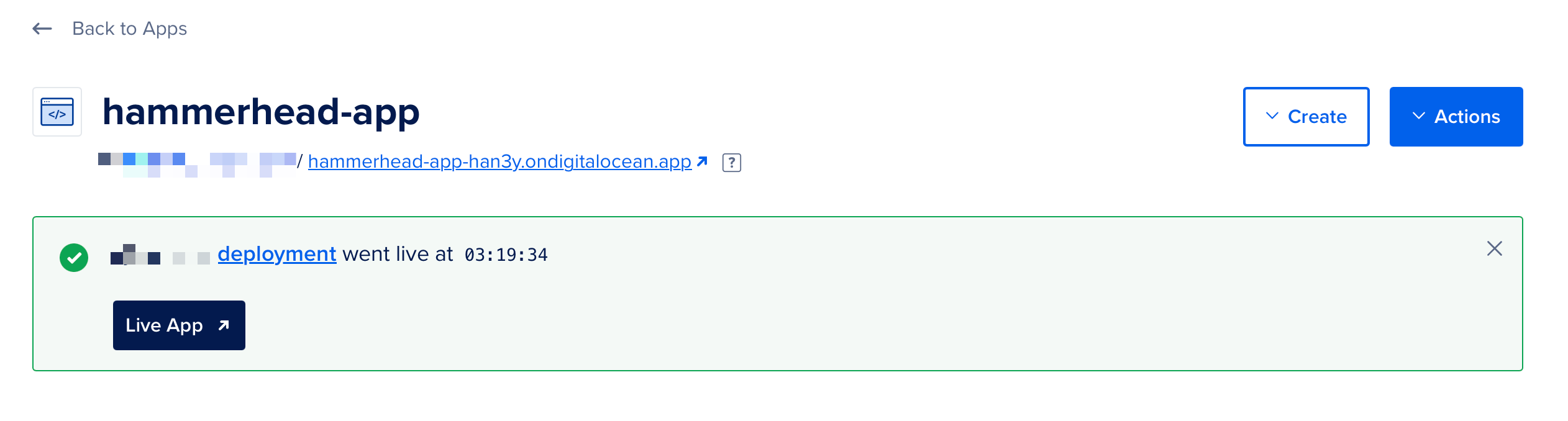 Hammerhead App Deployment Status