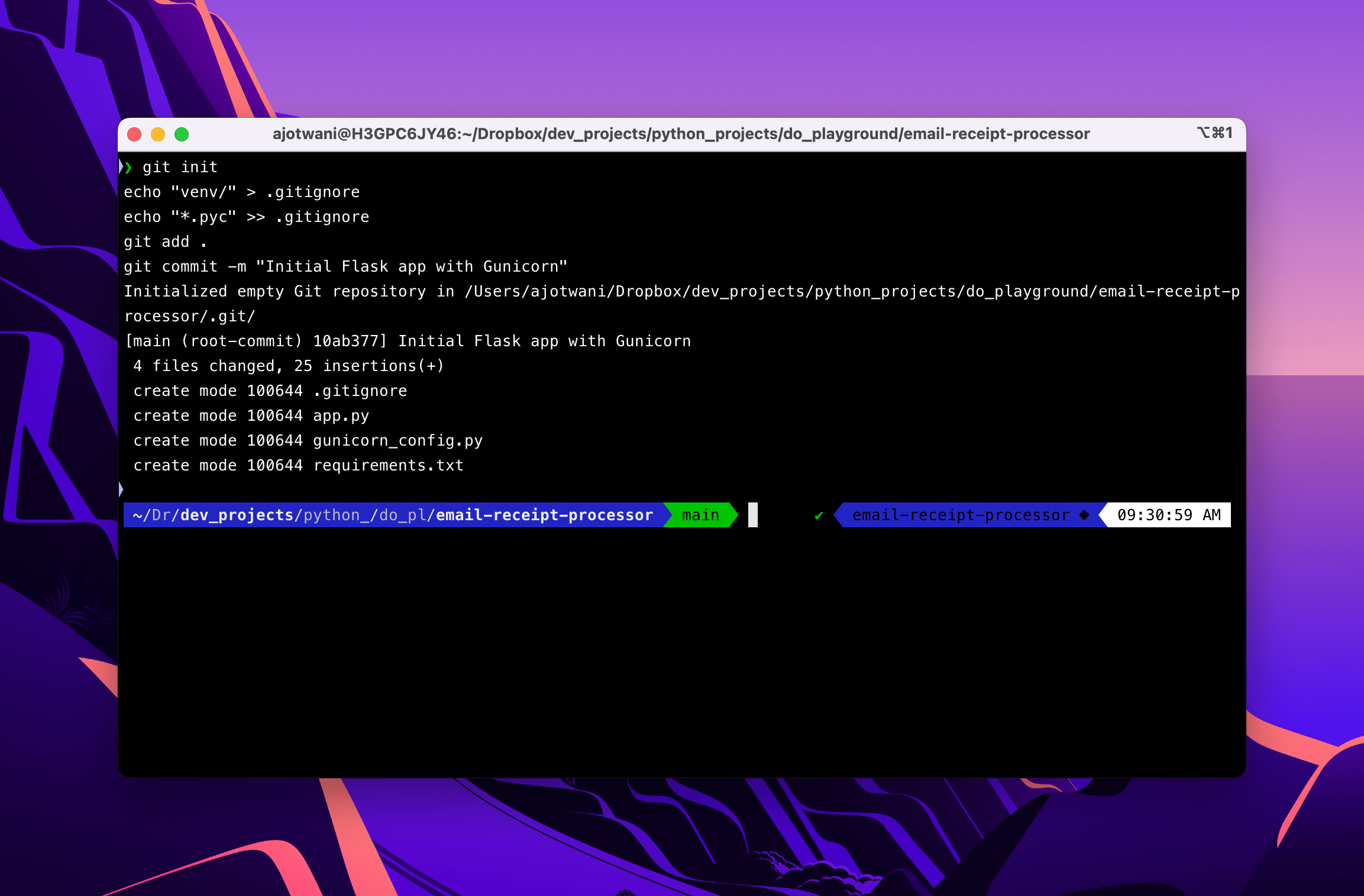 Terminal Flask App Setup